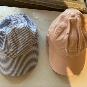 J. Crew NWT set of 2 Caps in Pink and Blue Stripes
